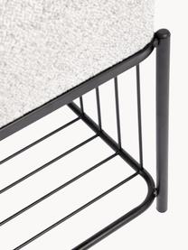Bouclé čalouněná lavice s poličkou Milou, Světle šedá, Š 50 cm, V 45 cm