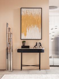 Handgemaltes Leinwandbild Abstract, Bild: Acrylfarbe auf Leinwand, Rahmen: Tannenholz, Goldfarben, Off White, B 80 x H 120 cm