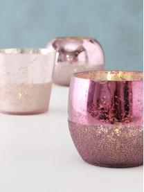 Súprava ručne vyrobených svietnikov na čajové sviečky Rossetta, 3 diely, Ružové tóny