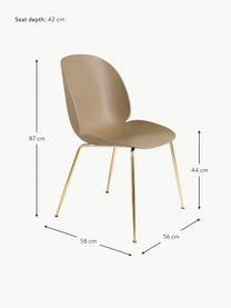 Garten-Kunststoffstuhl Beetle, Sitzschale: Kunststoff, wetterfest, Beine: Stahl, beschichtet, Beige, Goldfarben glänzend, B 56 x T 58 cm