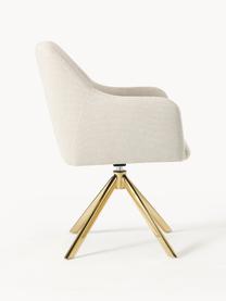 Otočná židle s područkami Isla, Tlumeně bílá, zlatá lesklá, Š 63 cm, V 58 cm