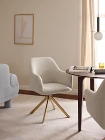 Chaise à accoudoirs pivotante Isla, Tissu blanc cassé, doré haute brillance, larg. 63 x prof. 58 cm