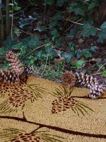 Deurmat Pine Cones, Bovenzijde: kokosvezels, Onderzijde: PVC, Beige, groen, rood, bruin, 43 x 70 cm