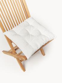 Cojín de asiento en tejido bouclé Bellamie, 2 uds., Funda: tejido bouclé (95% poliés, Bouclé blanco, An 40 x L 40 cm