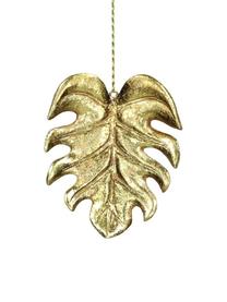 Kerstboomhangers Monstera, 4 stuks, Polyresin, Goudkleurig, 7 x 9 cm