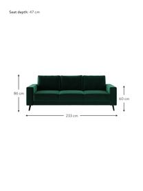 Sofa Fynn (3-osobowa), Tapicerka: 100% poliester z uczuciem, Stelaż: drewno liściaste, drewno , Nogi: drewno lakierowane Dzięki, Ciemny zielony, S 233 x G 86 cm