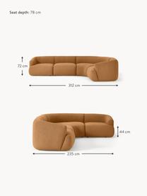 Narożna sofa modułowa Bouclé Sofia (4-osobowa), Tapicerka: Bouclé (100% poliester) D, Stelaż: drewno świerkowe, płyta w, Nogi: tworzywo sztuczne Ten pro, Jasnobrązowy Bouclé, S 312 x G 235 cm