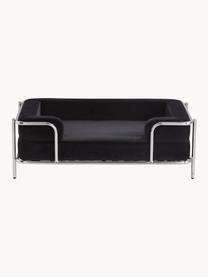 Cama para mascotas de terciopelo Fldo, Tapizado: terciopelo (100% poliéste, Estructura: metal cromado, Negro, plateado, An 83 x F 52 cm