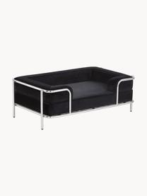 Cama para mascotas de terciopelo Fldo, Tapizado: terciopelo (100% poliéste, Estructura: metal cromado, Negro, plateado, An 83 x F 52 cm