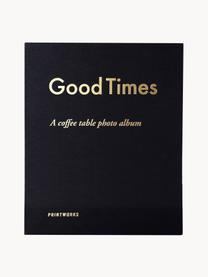 Album photos Good Times, 55 % carton gris, 18 % polyester, 15 % papier, 2 % coton

Ce produit est fabriqué à partir de bois certifié FSC® et issu d'une exploitation durable, Noir, doré, Ø 32 x haut. 26 cm