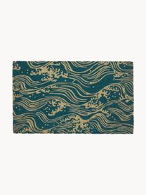 Paillasson Waves, Fibre de coco, Bleu pétrole, beige, larg. 45 x long. 75 cm