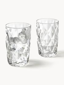 Vasos highball con relieves Colorado, 4 uds., Vidrio, Transparente, Ø 8 x Al 13 cm, 310 ml