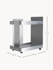 Metall-Servierwagen Lager, Aluminium, beschichtet, Silberfarben, B 60 x H 71 cm