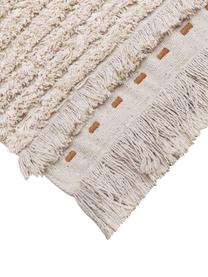 Passatoia reversibile in lana color crema/beige lavabile fatta a mano con motivo Tundra, Retro: cotone riciclato, Beige, Larg. 80 x Lung. 230 cm