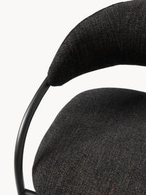 Bouclé loungefauteuil Dodo, Bekleding: bouclé (80% polyester, 20, Poten: metaal, Bouclé zwart, zwart mat, B 74 x D 70 cm