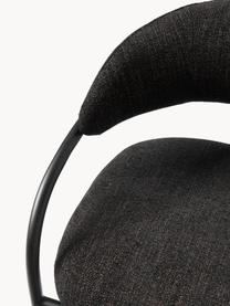 Bouclé loungefauteuil Dodo, Bekleding: bouclé (80% polyester, 20, Poten: metaal, Bouclé zwart, zwart mat, B 74 x D 70 cm