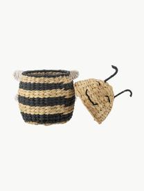 Panier de rangement avec couvercle Finn, Jacinthe d'eau, Beige, noir, larg. 20 x haut. 30 cm