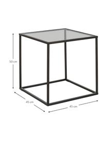 Tavolino con piano in vetro Maya, Struttura: metallo verniciato a polv, Nero, trasparente, nero, Larg. 45 x Alt. 50 cm