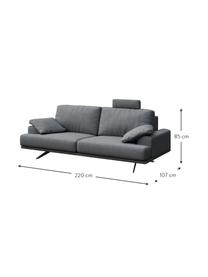 Divano 2 posti in tessuto grigio chiaro Prado, Rivestimento: poliestere, Sottostruttura: compensato, legno di betu, Piedini: metallo, verniciato, Grigio chiaro, Larg. 220 x Alt. 107 cm