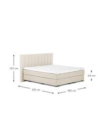 Letto Boxspring Premium Lacey, Materasso: a molle insacchettate a 7, Piedini: legno di faggio massiccio, Beige, 200 x 200