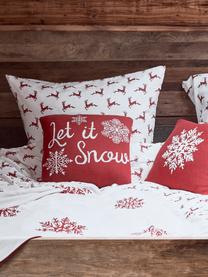 Flanelová posteľná bielizeň so sobmi Rudolph, Červená, krémová