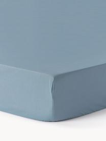 Drap-housse en percale de coton pour surmatelas Elsie, Gris-bleu, larg. 90 x long. 200 cm, haut. 15 cm