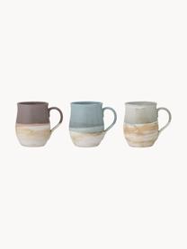 Tasses artisanales avec dégradé de couleur Ash, 3 élém., Grès cérame, Taupe, gris-bleu, tons beiges, Ø 8 x haut. 11 cm, 450 ml