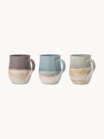 Set de tazas artesanales Ash, 3 uds., Cerámica de gres, Gris pardo, gris azulado, tonos beige, Ø 8 x Al 11 cm, 450 ml