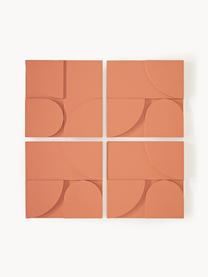 Set di 4 decorazioni da parete Massimo, Pannello di fibra a media densità (MDF), Terracotta, Larg. 80 x Alt. 80 cm