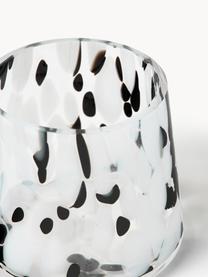 Handgefertigte Teelichthalter Sally, 2 Stück, Glas, Transparent, Weiß, Schwarz, Ø 8 x H 7 cm