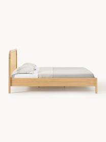 Houten bed Jones met hoofdeinde van Weens vlechtwerk, Frame: multiplex met essenhoutfi, Poten: massief essenhout, Essenhout, 140 x 200 cm