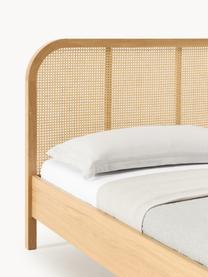 Dřevěná postel s čelem z vídeňské pleteniny Jones, Jasanové dřevo, Š 140 cm, D 200 cm