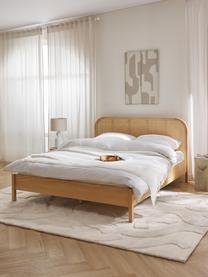 Lit en bois avec tête de lit en cannage Jones, Bois de frêne, larg. 140 x long. 200 cm