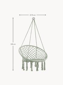 Fotel wiszący z frędzlami Bang, Stelaż: stal powlekana, Szałwiowy zielony, Ø 91 x W 128 cm