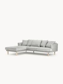 Ecksofa Adrian (3-Sitzer), Bezug: 47 % Viskose, 23 % Baumwo, Gestell: Sperrholz, Füße: Eichenholz, geölt Dieses , Webstoff Hellgrau, B 255 x T 182 cm, Eckteil rechts