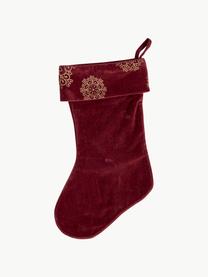 Calza di Natale in velluto Stassia, Velluto (100% cotone), Vino rosso, dorato, Larg. 23 x Alt. 38 cm