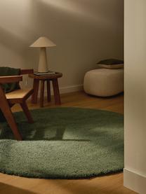 Načechraný kulatý koberec s vysokým vlasem Leighton, Tmavě zelená, Ø 150 cm (velikost M)