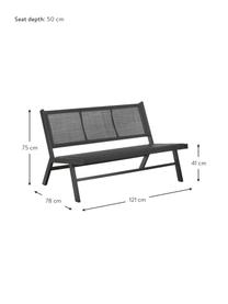 Gartenbank Palina mit Kunststoff-Geflecht, Gestell: Metall, pulverbeschichtet, Sitzfläche: Kunststoff-Geflecht, Schwarz, B 121 x H 75 cm