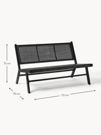 Ławka ogrodowa ze splotem z tworzywa sztucznego Palina, Stelaż: metal malowany proszkowo, Czarny, S 121 x W 75 cm