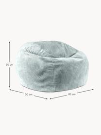 Pouf fait main en velours côtelé pour enfant Flora, Velours côtelé vert sauge, larg. 85 x haut. 50 cm