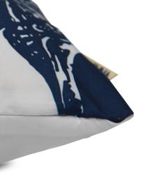 Kussenhoes Aga met schelpmotief, Polyester, Wit, blauw, 40 x 40 cm
