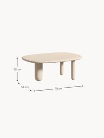 Tavolino ovale da salotto Tottori, Pannello di fibra a media densità (MDF) laccato, Legno, laccato beige chiaro, Larg. 78 x Prof. 54 cm