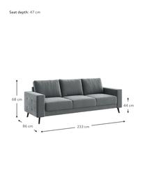 Sofa z aksamitu Fynn (3-osobowa), Tapicerka: 100% aksamit poliestrowy , Nogi: drewno lakierowane, Aksamitny stalowy szary, S 233 x G 86 cm