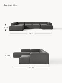 Sofa modułowa Lennon, Tapicerka: 100% poliester Dzięki tka, Stelaż: lite drewno sosnowe, skle, Nogi: tworzywo sztuczne Ten pro, Antracytowa tkanina, S 418 x G 269 cm,  lewostronna