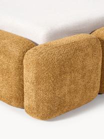 Lit matelassé en peluche-bouclette avec rangement Tayla, Peluche-bouclette ocre, larg. 140 x long. 200