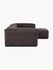 Modulaire hoekbank Lennon van gerecycled leer, Bekleding: gerecycled leer (70% leer, Frame: massief hout, multiplex, Poten: kunststof Dit product is , Leer taupe, B 327 x D 180 cm, hoekdeel links