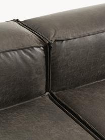 Canapé d'angle modulable en cuir recyclé Lennon, Cuir taupe, larg. 327 x prof. 180 cm, méridienne à droite