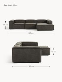 Narożna sofa modułowa ze skóry z recyklingu Lennon, Tapicerka: skóra z recyklingu (70% s, Stelaż: lite drewno, sklejka, Nogi: tworzywo sztuczne Ten pro, Skóra taupe, S 327 x G 180 cm, lewostronna