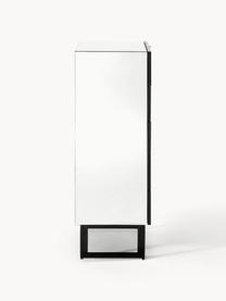 Kommode Soran mit Spiegelglas-Oberfläche, Korpus: Mitteldichte Holzfaserpla, Schwarz, Spiegelglas, B 65 x H 114 cm