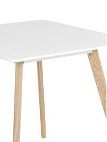 Tavolo da pranzo Flamy, 80x80 cm, Gambe: legno di quercia oliato, Bianco, Larg. 80 x Prof. 80 cm